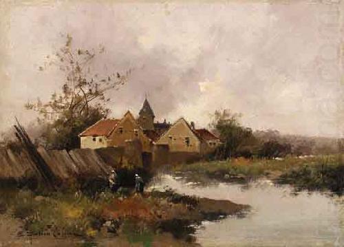 Eugene Galien-Laloue Village au Bord de Eau china oil painting image